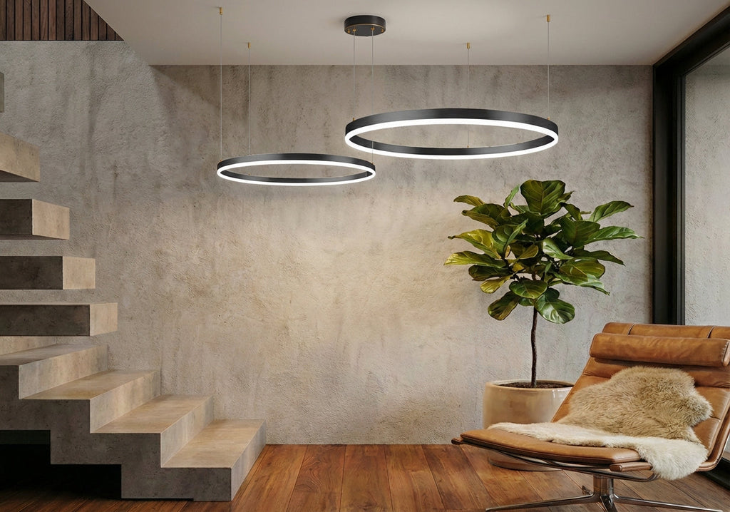 Elara Haus Pendant Lampada Circolare Artistica - Luce LED a 3 Anelli