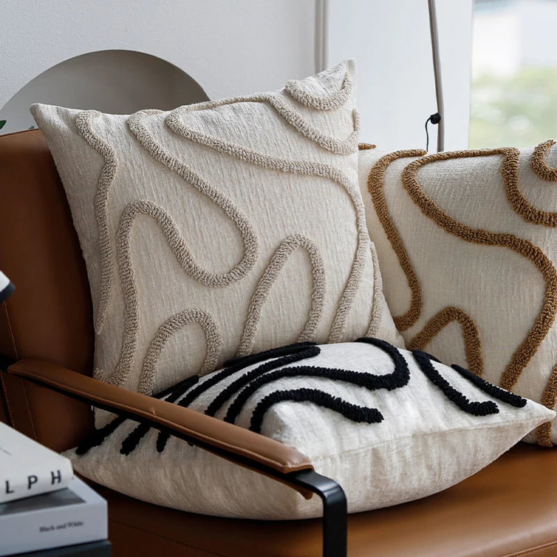 Cuscino Astratto Boho in Chenille Artistico Elara Haus