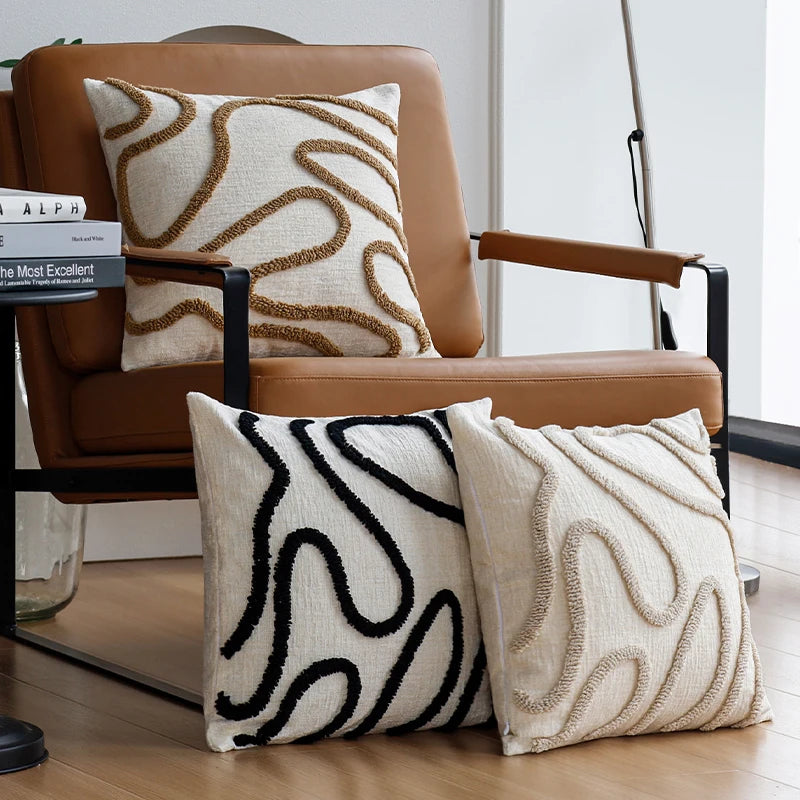 Cuscino Astratto Boho in Chenille Artistico Elara Haus