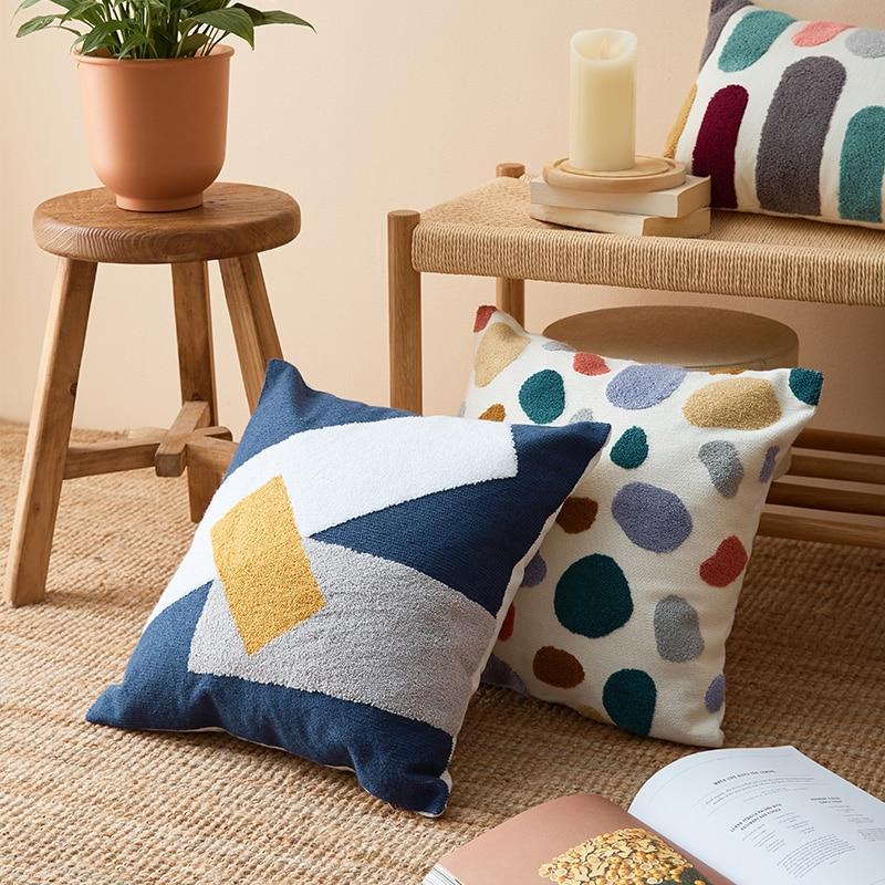 Cuscino Astratto Boho in Cotone Tappezzato Artistico Elara Haus