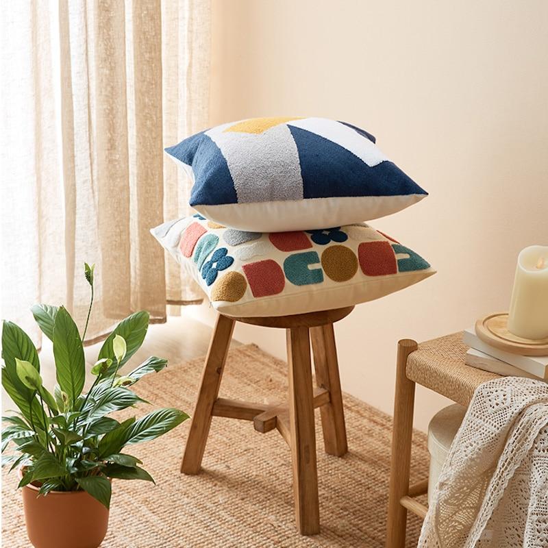 Cuscino Astratto Boho in Cotone Tappezzato Artistico Elara Haus