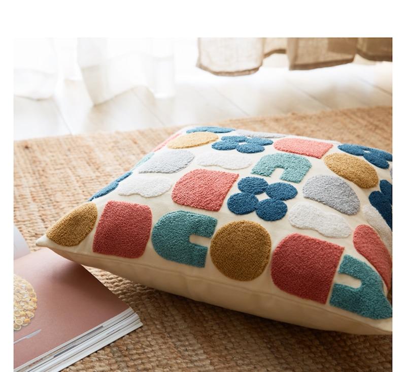 Cuscino Astratto Boho in Cotone Tappezzato Artistico Elara Haus