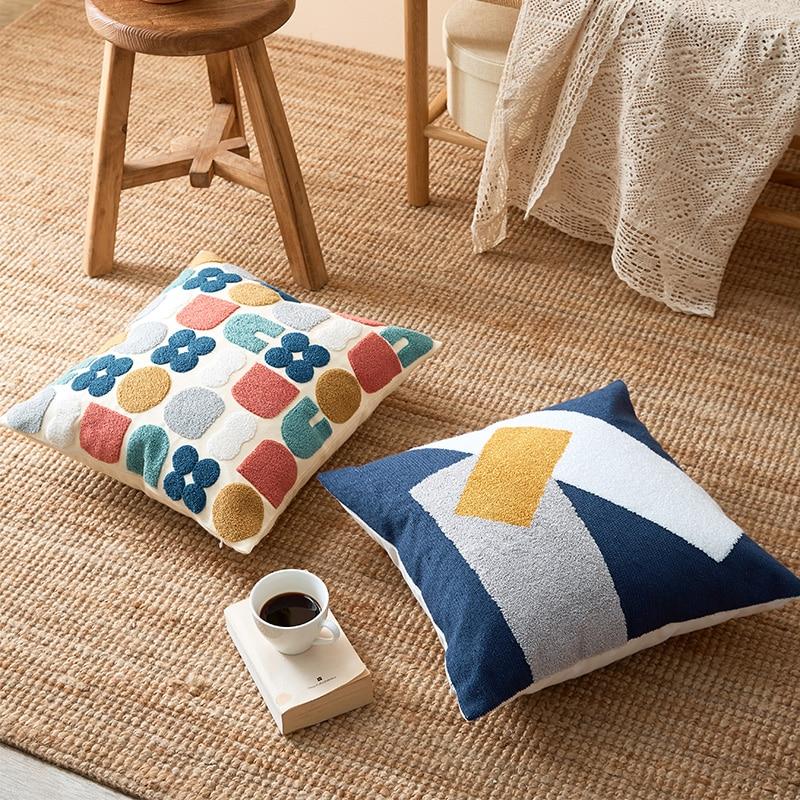 Cuscino Astratto Boho in Cotone Tappezzato Artistico Elara Haus