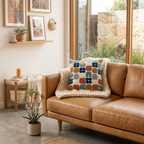 Cuscino Astratto Boho in Cotone Tappezzato Artistico Elara Haus