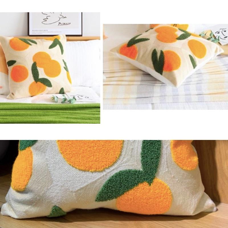 Cuscino Elara Haus Artistico in Cotone Tappezzato Arancione Agrumi