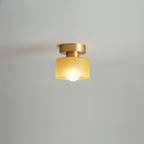 Elara Haus Bauhaus Geometric Drum – Onice Opaco & Alabastro Semi-Flush Spot