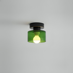 Elara Haus Bauhaus Geometric Drum – Onice Opaco & Alabastro Semi-Flush Spot
