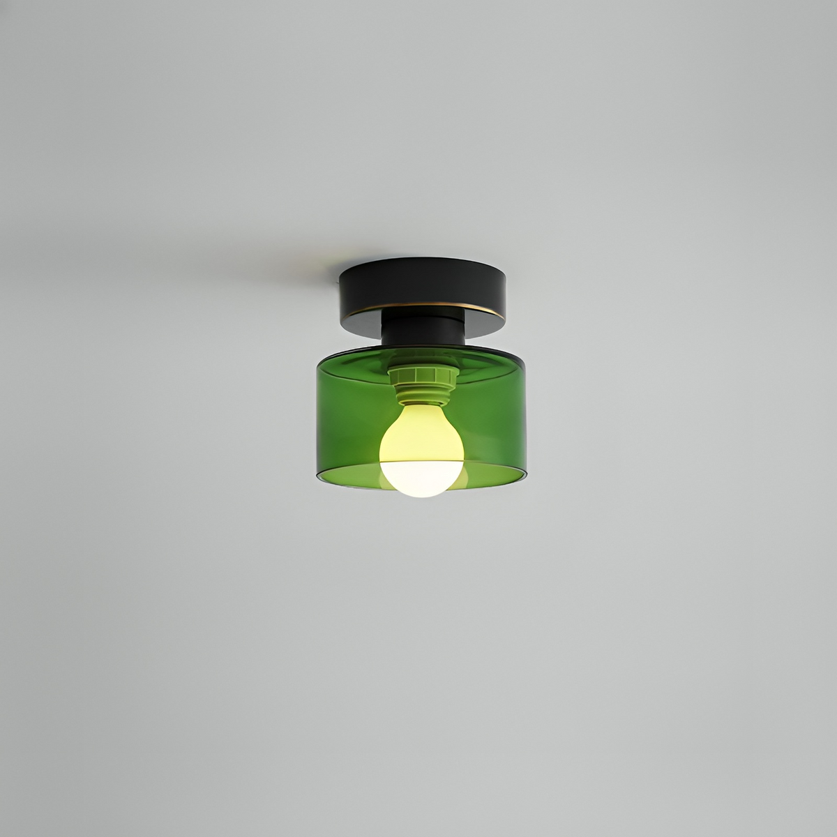 Elara Haus Bauhaus Geometric Drum – Onice Opaco & Alabastro Semi-Flush Spot