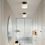 Elara Haus Bauhaus Geometric Drum – Onice Opaco & Alabastro Semi-Flush Spot