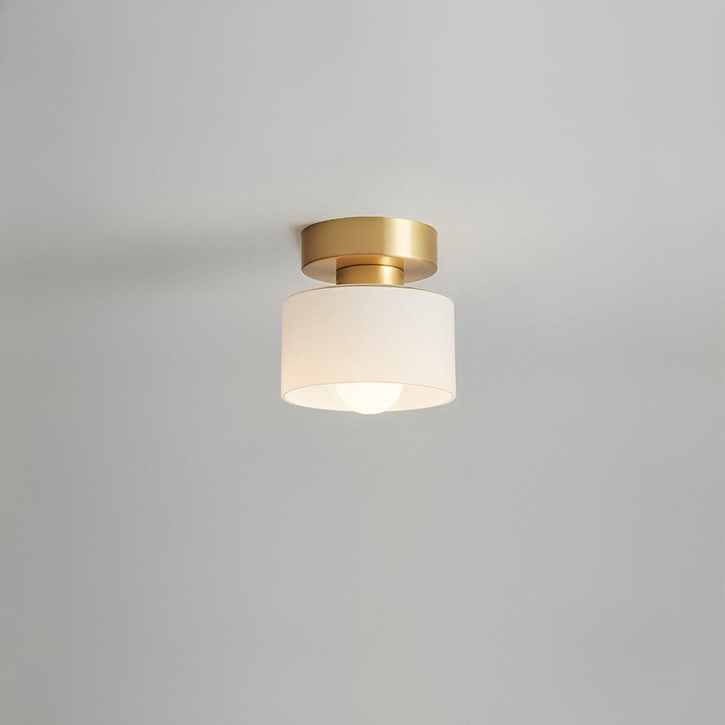 Elara Haus Bauhaus Geometric Drum – Onice Opaco & Alabastro Semi-Flush Spot
