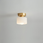 Elara Haus Bauhaus Geometric Drum – Onice Opaco & Alabastro Semi-Flush Spot