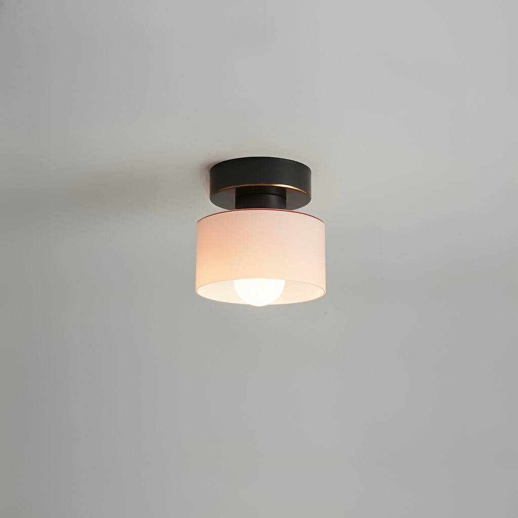 Elara Haus Bauhaus Geometric Drum – Onice Opaco & Alabastro Semi-Flush Spot