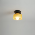 Elara Haus Bauhaus Geometric Drum – Onice Opaco & Alabastro Semi-Flush Spot