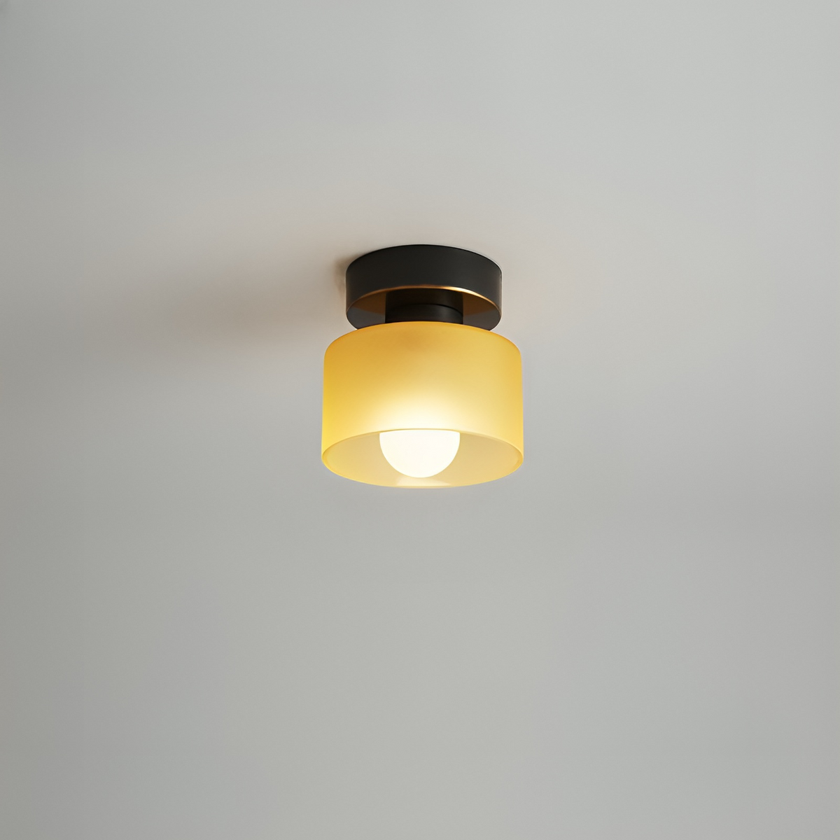 Elara Haus Bauhaus Geometric Drum – Onice Opaco & Alabastro Semi-Flush Spot