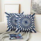 Cuscino Decorativo Ricamato Elara Haus Ornamento Radiale Blu