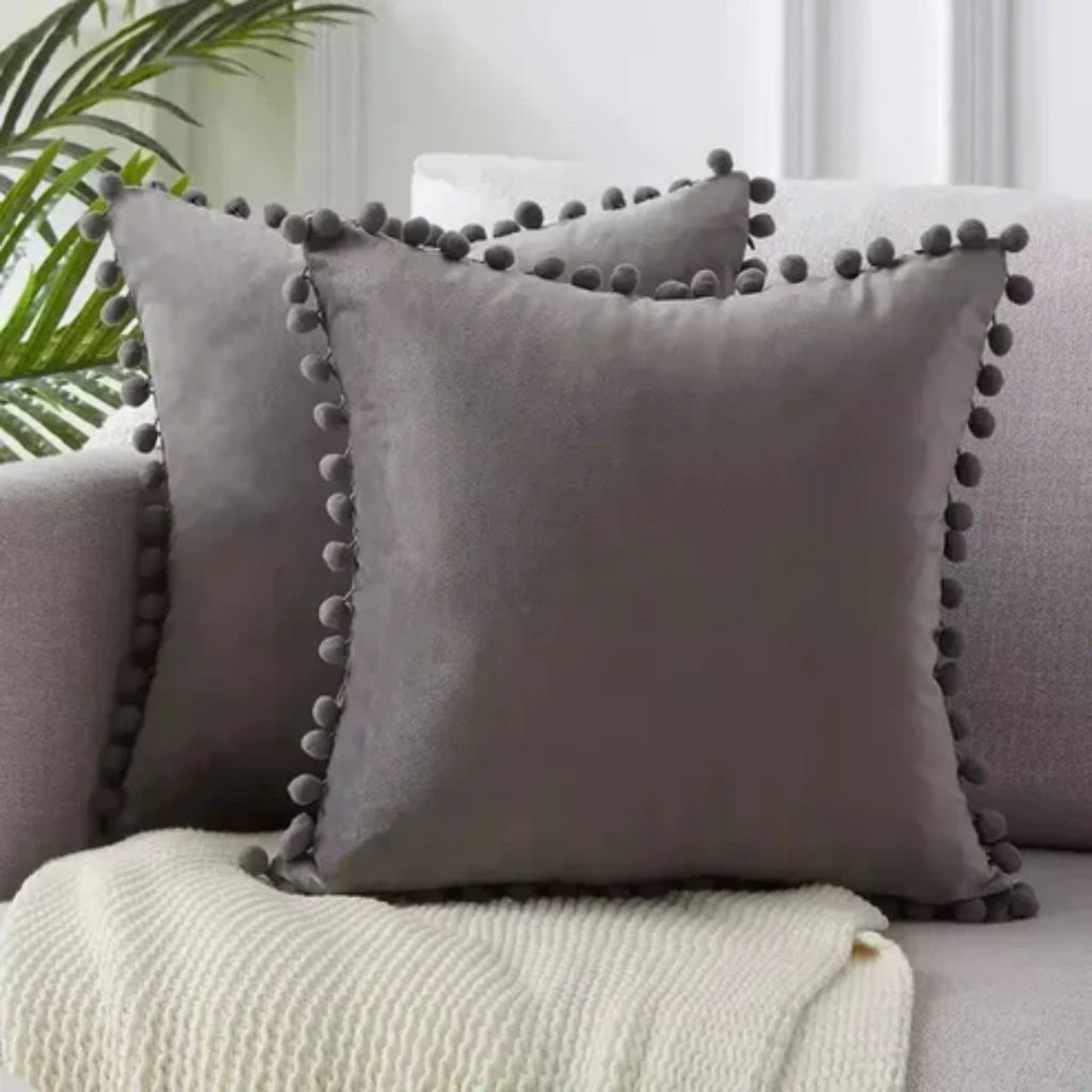 Cuscino Decorativo Elara Haus con Bordo Pom-Pom Bohemien