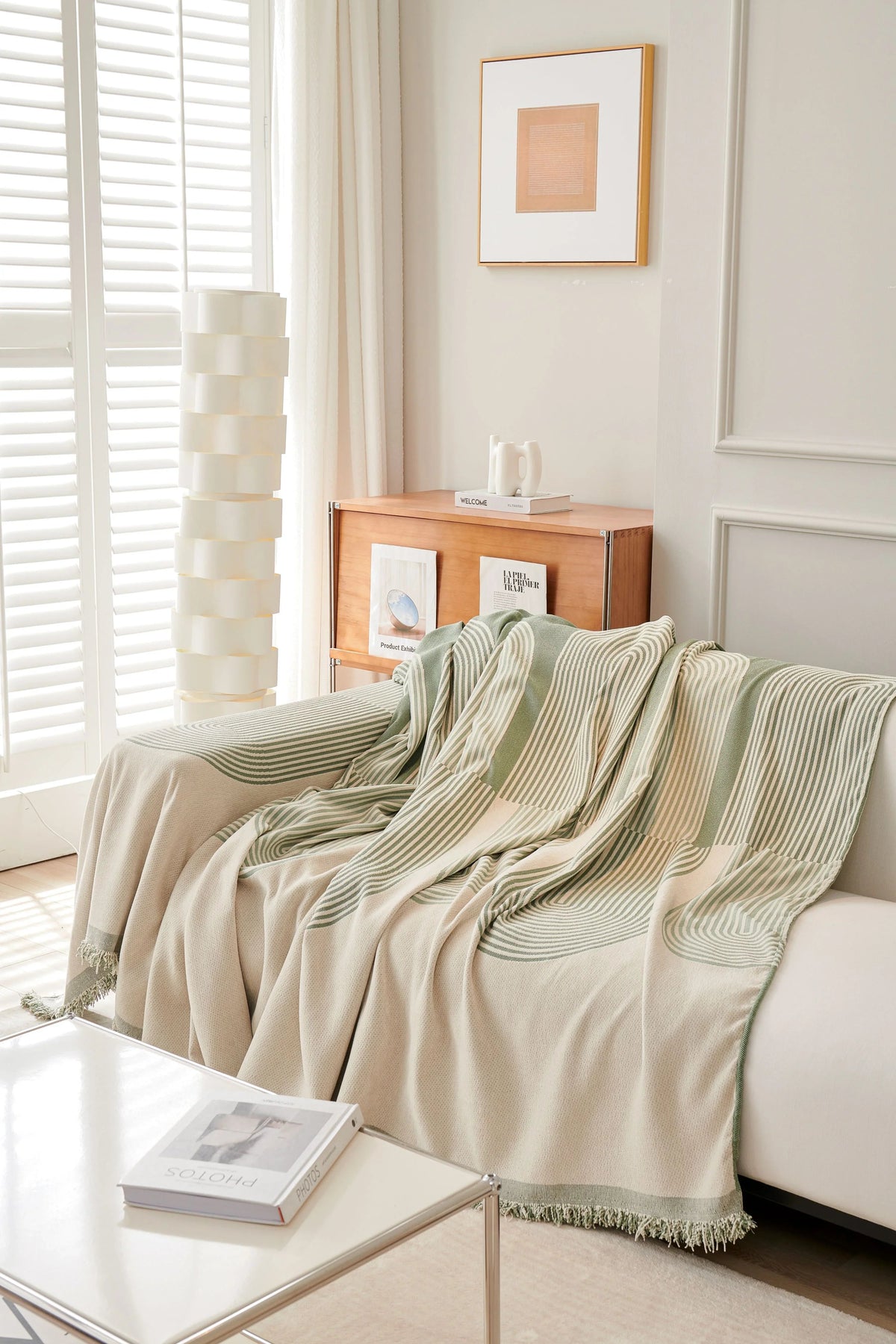Elara Haus Chenille Throw - Verde Pistacchio