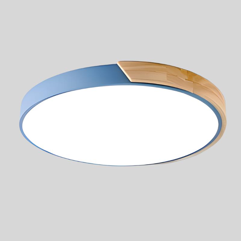 Lampada da soffitto circolare Elara con accenti in legno