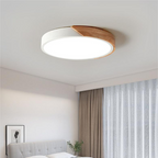 Lampada da soffitto circolare Elara con accenti in legno