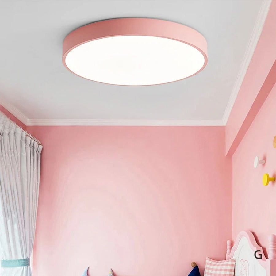 Lampada da soffitto circolare Elara con accenti in legno