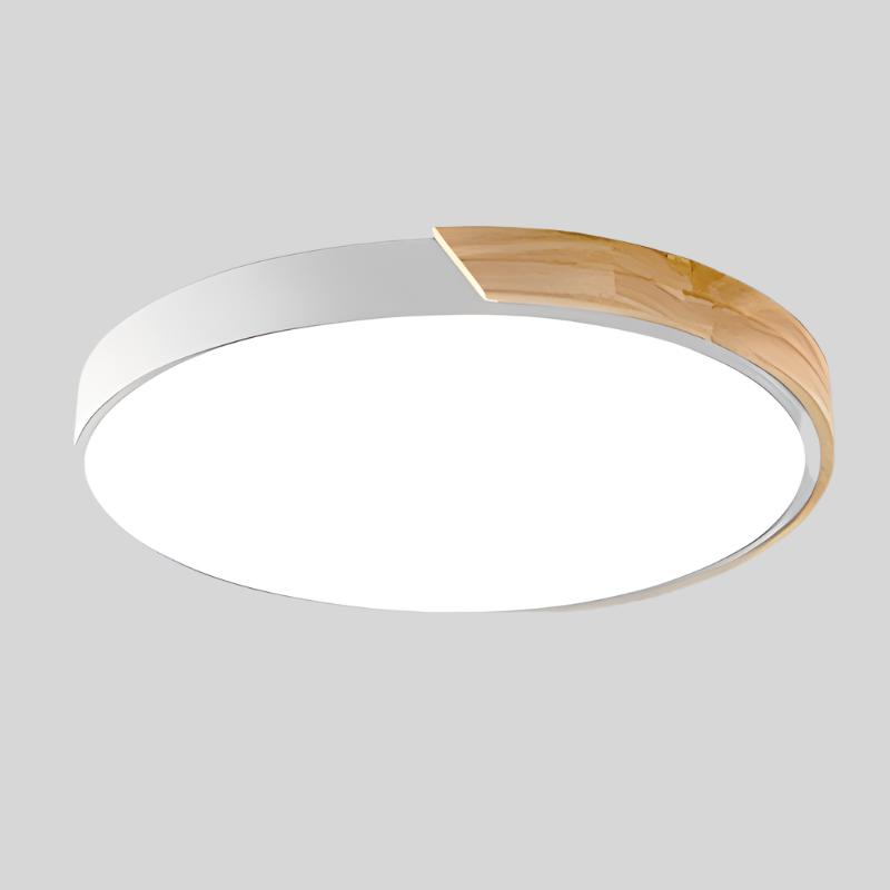 Lampada da soffitto circolare Elara con accenti in legno