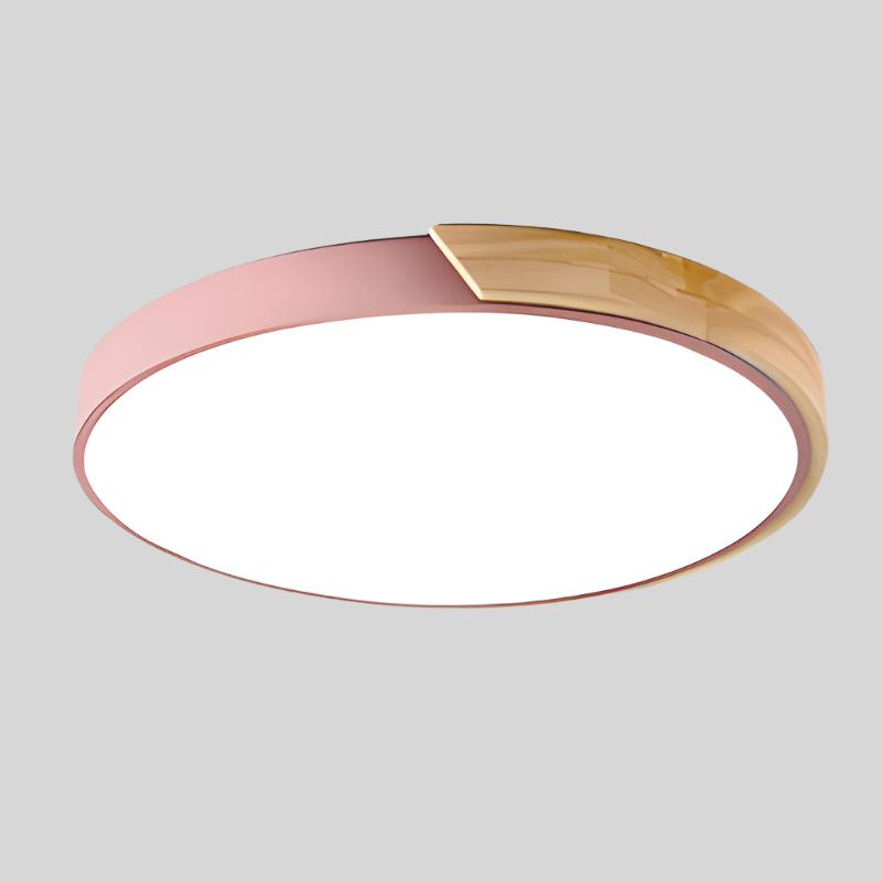 Lampada da soffitto circolare Elara con accenti in legno