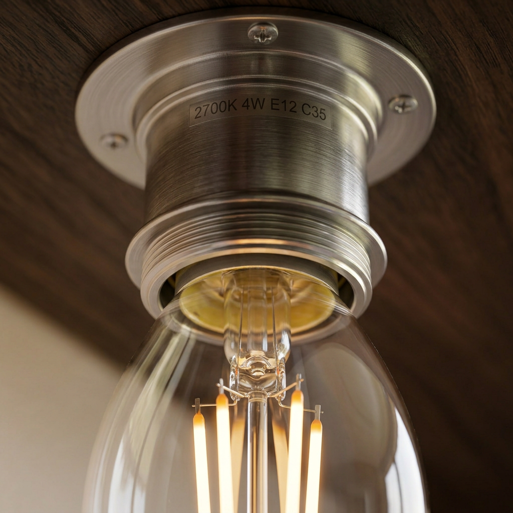 Elara Haus Candelabro in Vetro Trasparente con Lampadina LED a Filamento e Attacco a Vite