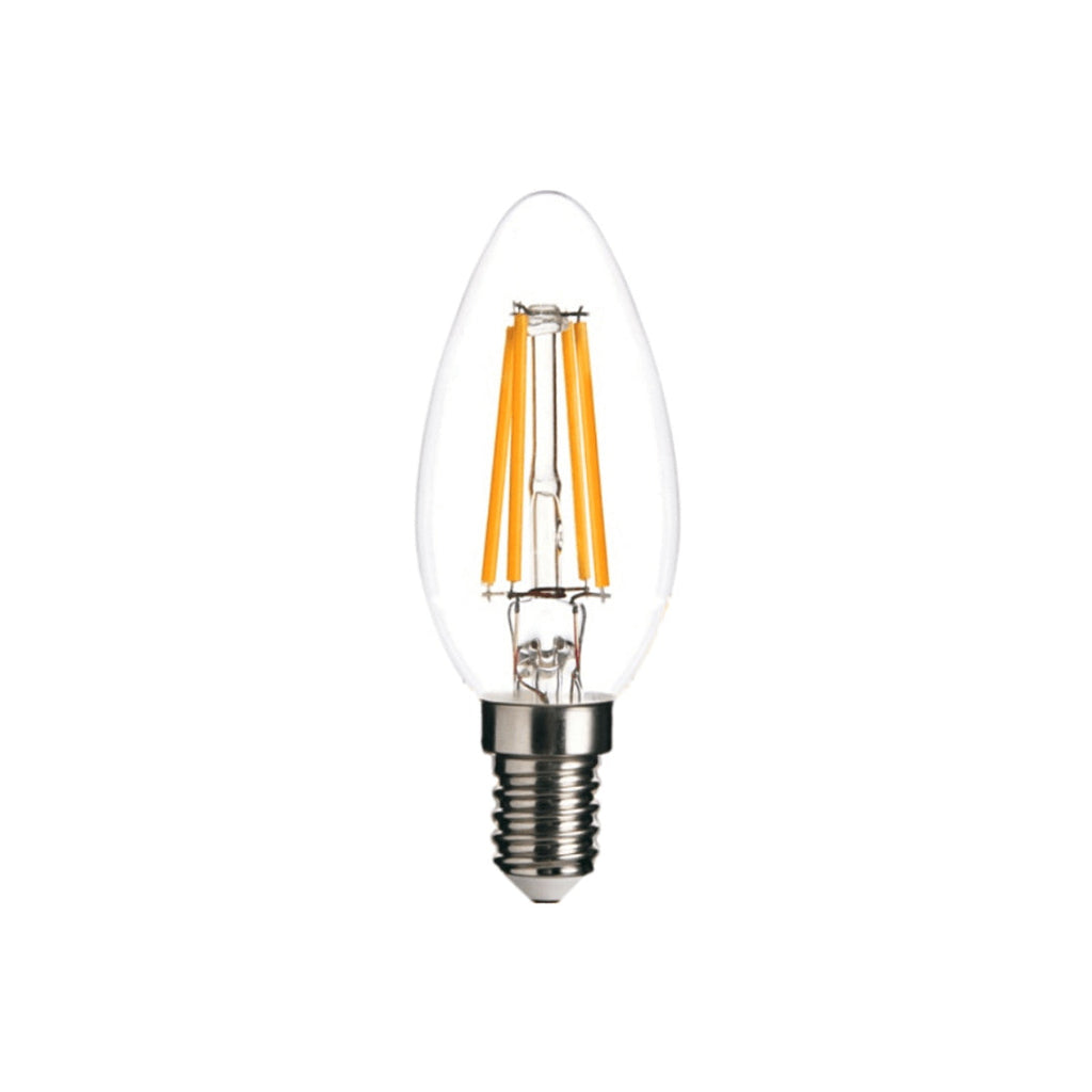 Elara Haus Candelabro in Vetro Trasparente con Lampadina LED a Filamento e Attacco a Vite