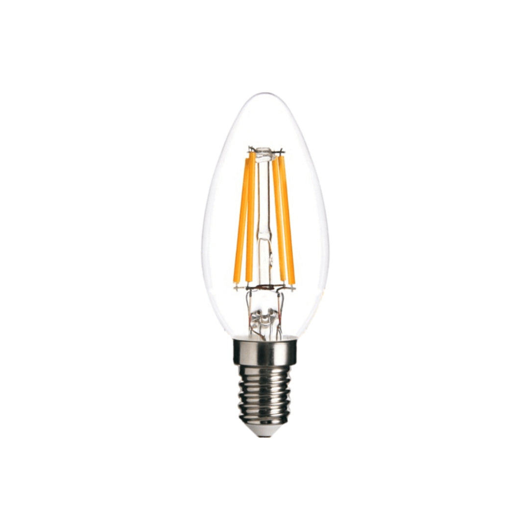 Elara Haus Candelabro in Vetro Trasparente con Lampadina LED a Filamento e Attacco a Vite