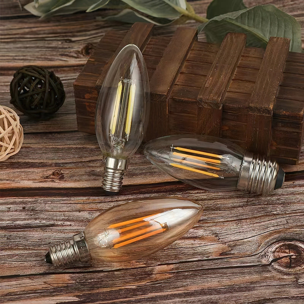 Elara Haus Candelabro in Vetro Trasparente con Lampadina LED a Filamento e Attacco a Vite
