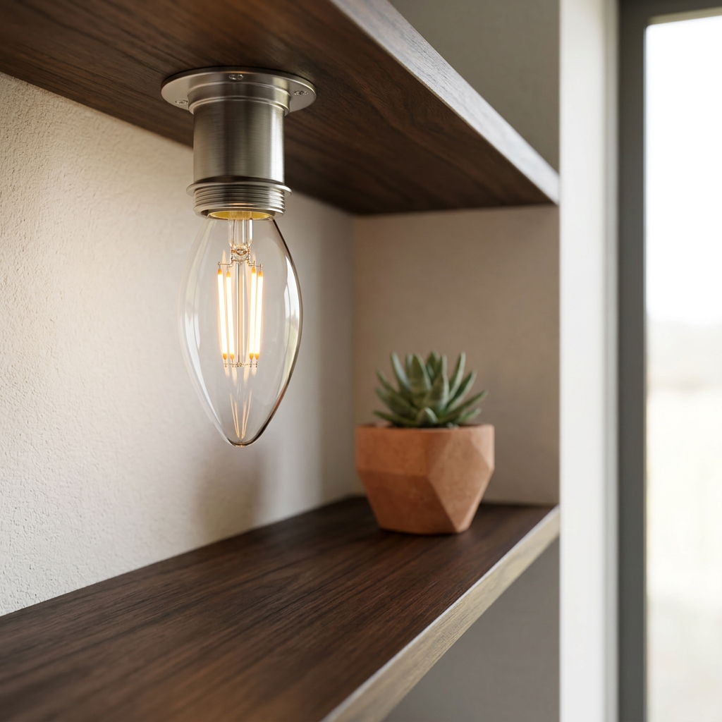Elara Haus Candelabro in Vetro Trasparente con Lampadina LED a Filamento e Attacco a Vite
