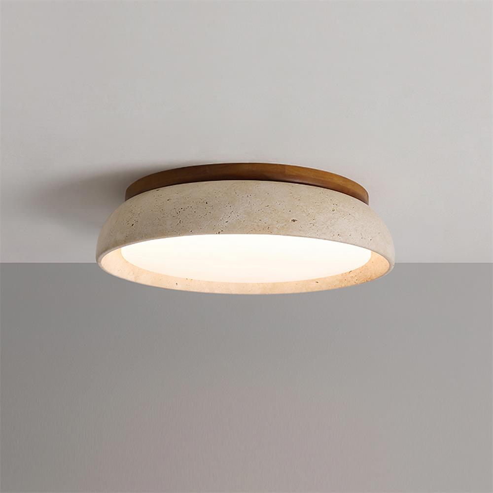 Elara Haus Lampada da Soffitto Flush Mount - Lampada a LED in Travertino Naturale