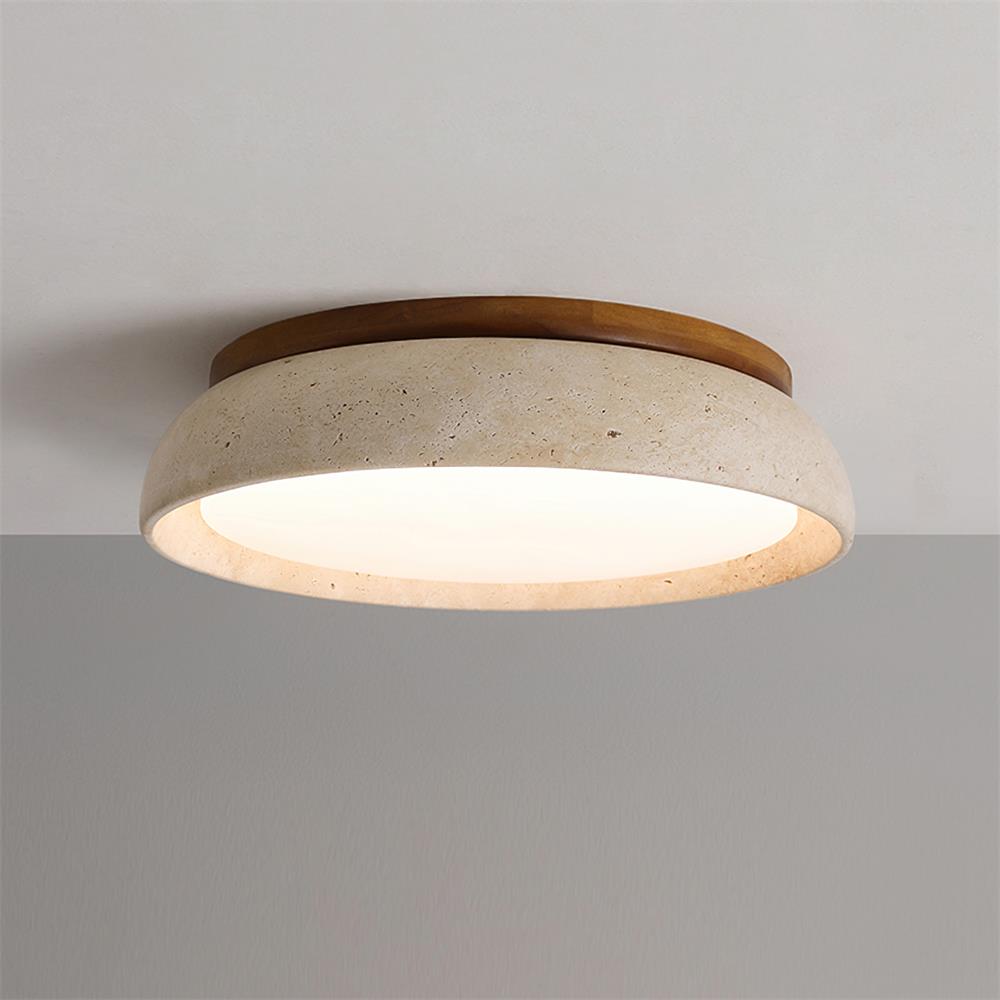 Elara Haus Lampada da Soffitto Flush Mount - Lampada a LED in Travertino Naturale