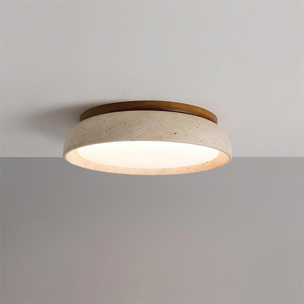 Elara Haus Lampada da Soffitto Flush Mount - Lampada a LED in Travertino Naturale