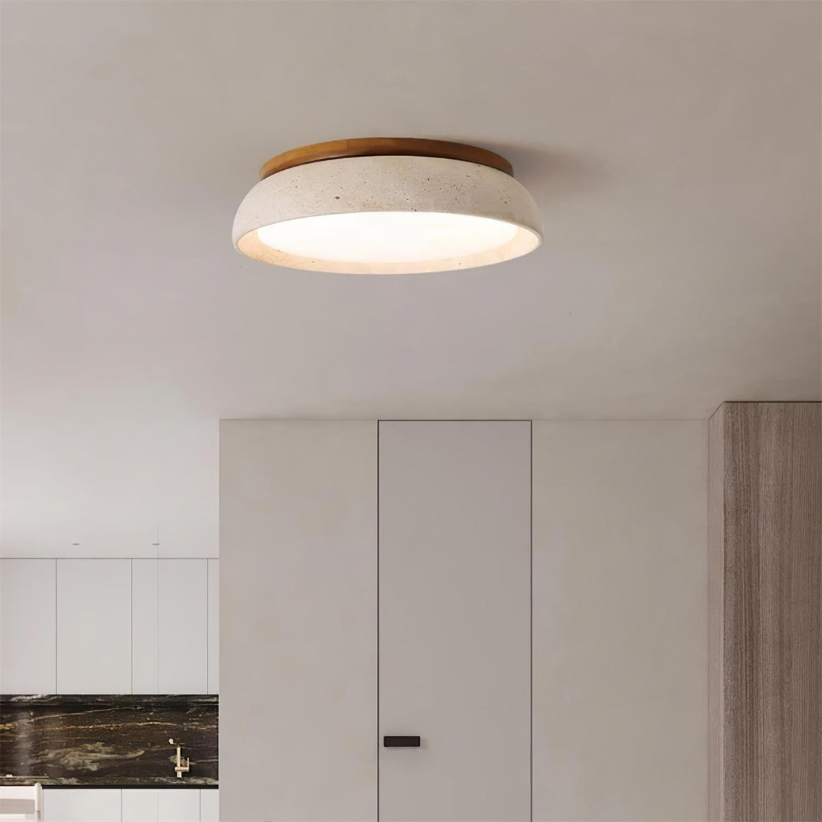 Elara Haus Lampada da Soffitto Flush Mount - Lampada a LED in Travertino Naturale