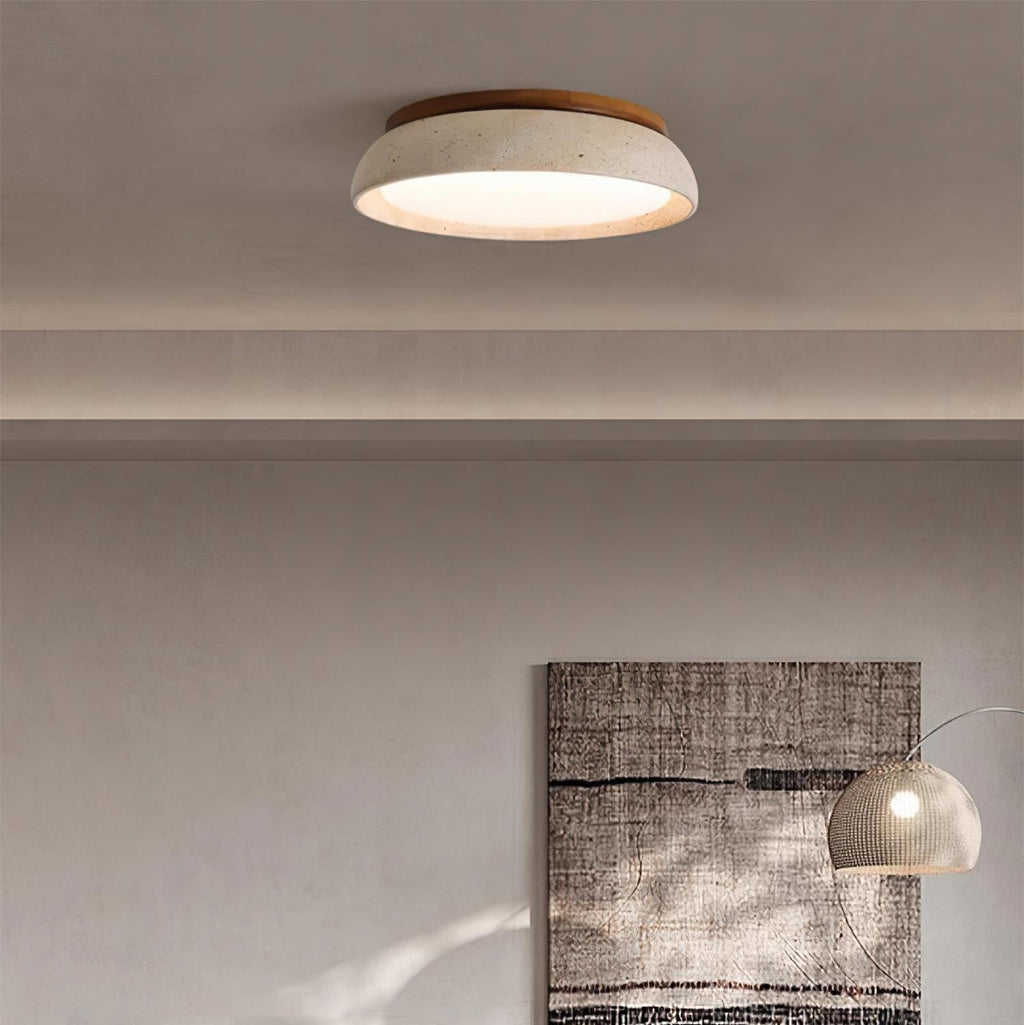 Elara Haus Lampada da Soffitto Flush Mount - Lampada a LED in Travertino Naturale