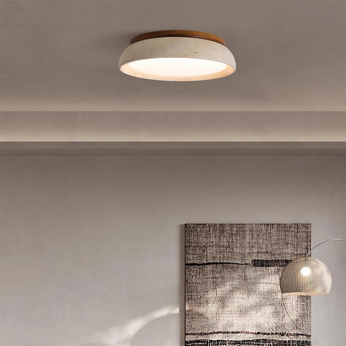 Elara Haus Lampada da Soffitto Flush Mount - Lampada a LED in Travertino Naturale