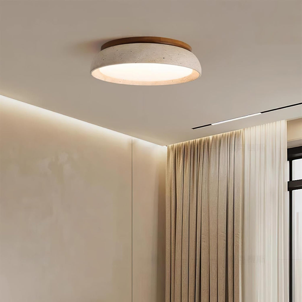 Elara Haus Lampada da Soffitto Flush Mount - Lampada a LED in Travertino Naturale