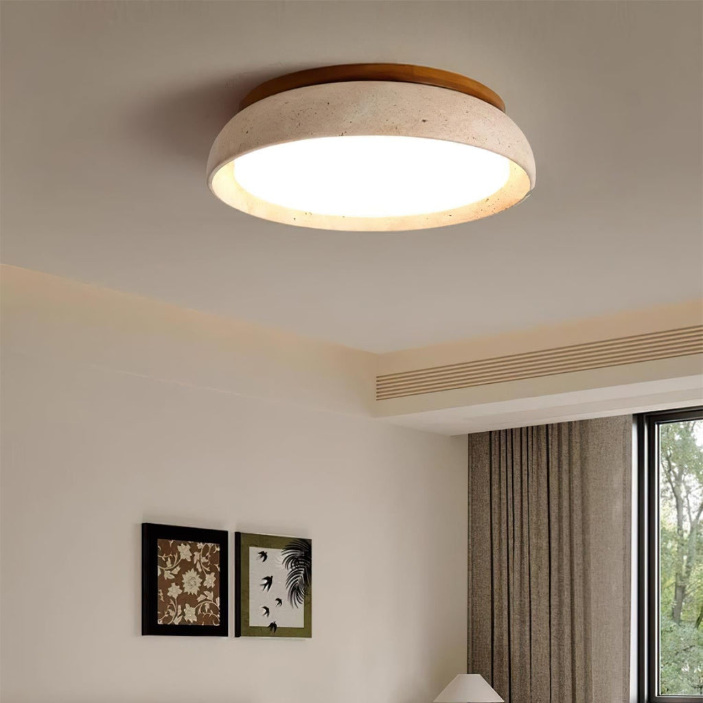 Elara Haus Lampada da Soffitto Flush Mount - Lampada a LED in Travertino Naturale
