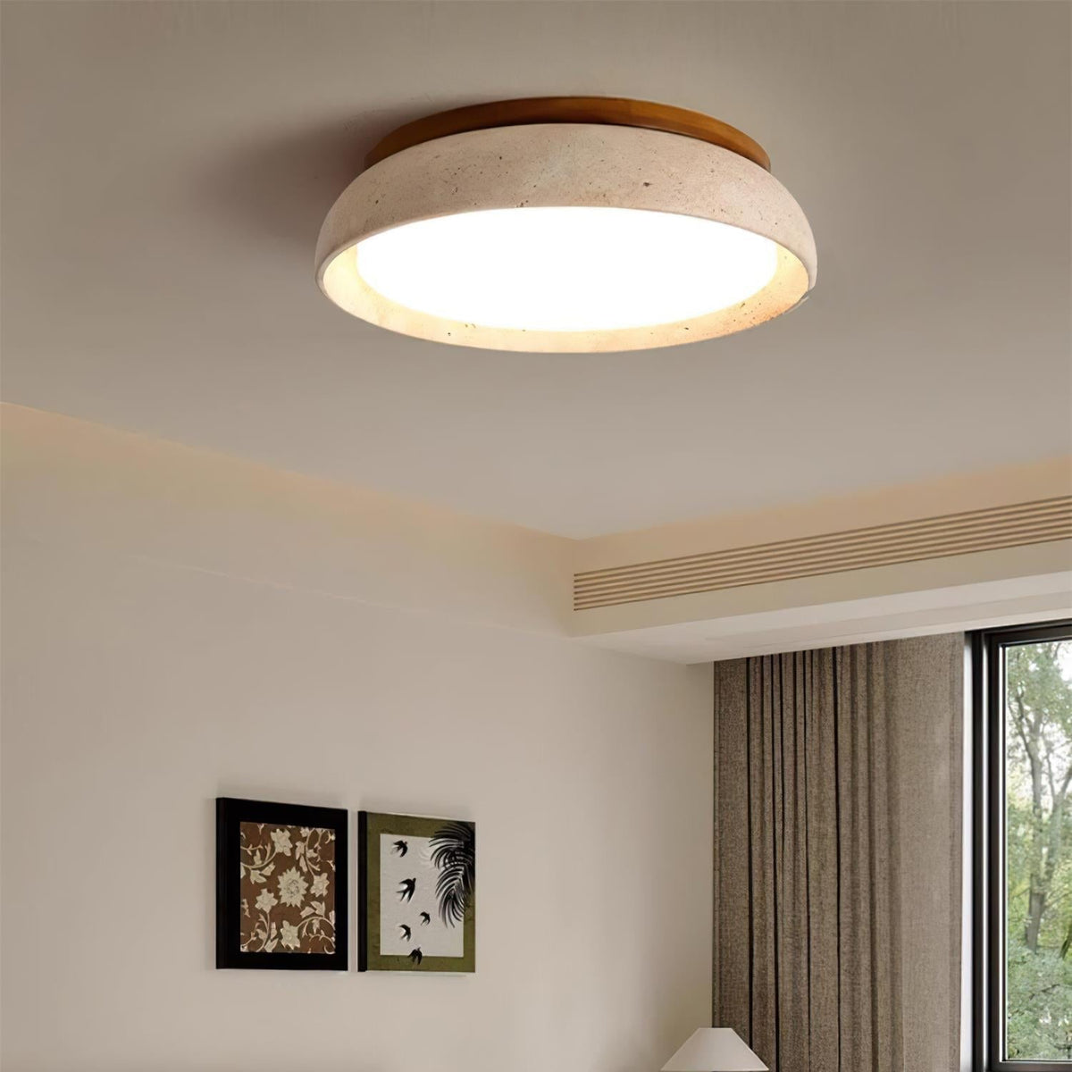 Elara Haus Lampada da Soffitto Flush Mount - Lampada a LED in Travertino Naturale