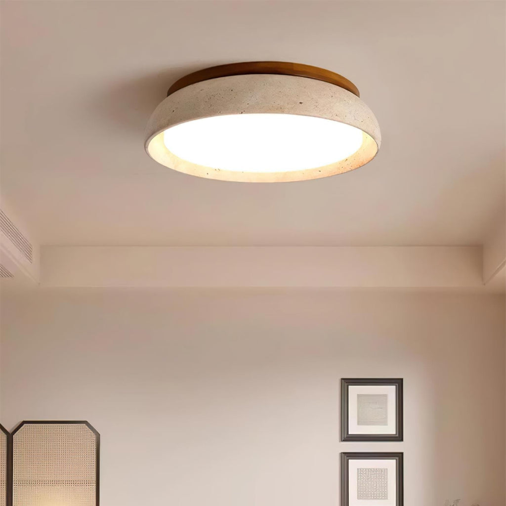 Elara Haus Lampada da Soffitto Flush Mount - Lampada a LED in Travertino Naturale