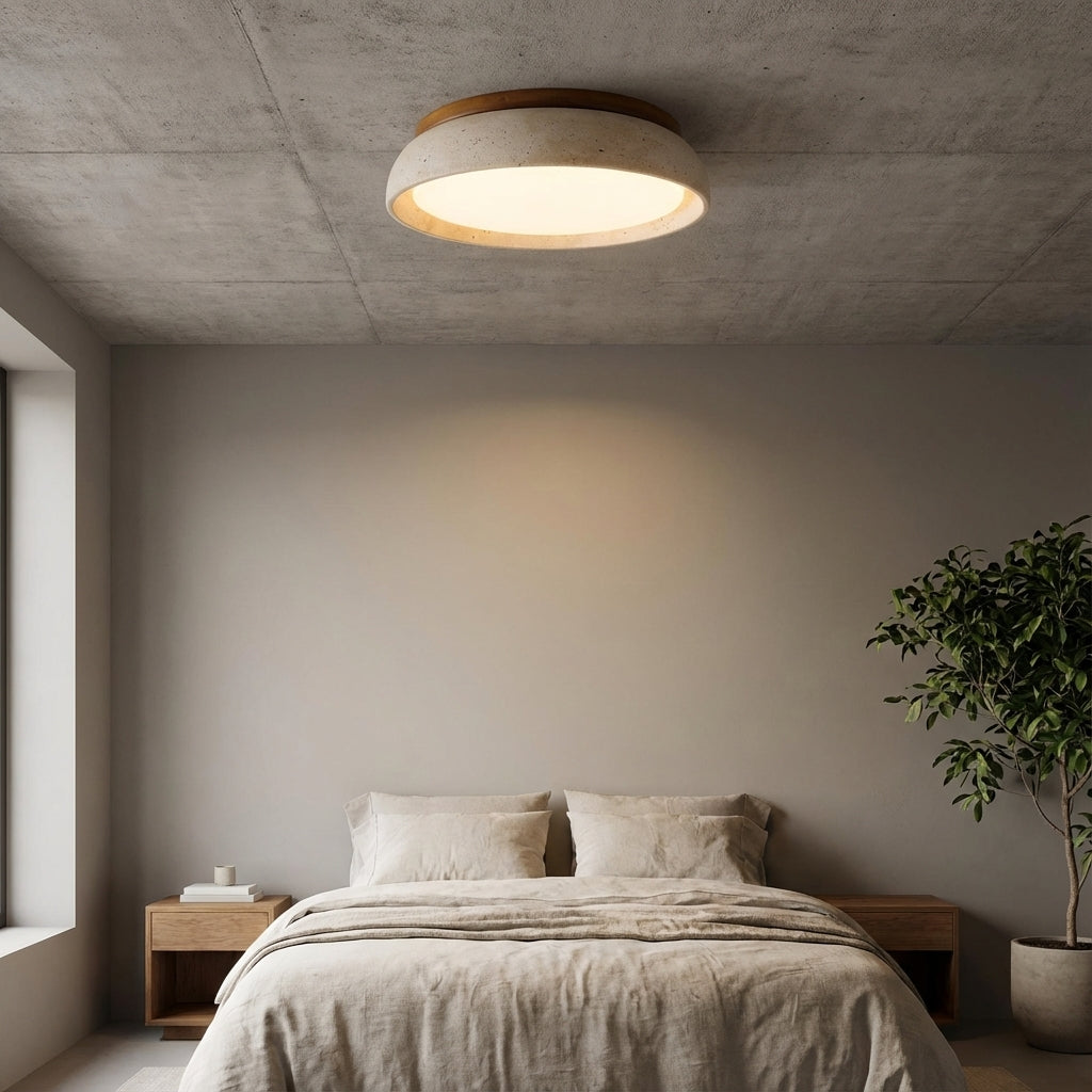Elara Haus Lampada da Soffitto Flush Mount - Lampada a LED in Travertino Naturale