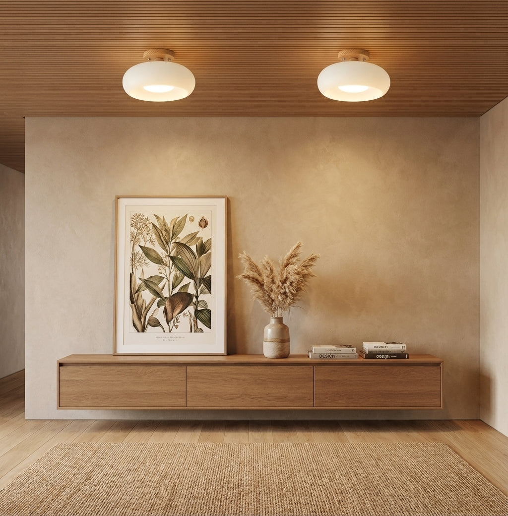 Elara Lampada da Soffitto a Incasso - Lampade LED in Legno e Vetro