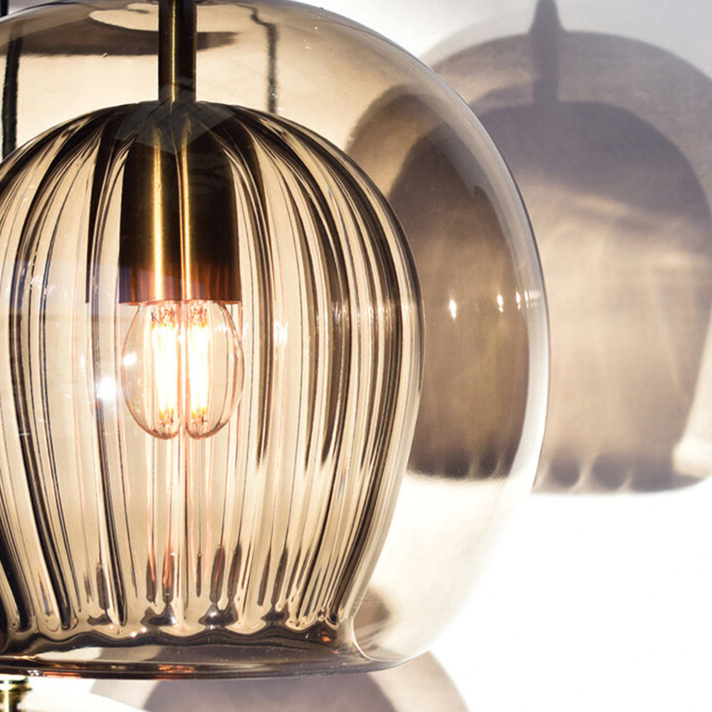 Elara Haus Lampada a Sospensione in Vetro - Lampade da Cucina in Vetro Trasparente e Ambra
