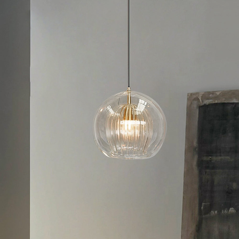 Elara Haus Lampada a Sospensione in Vetro - Lampade da Cucina in Vetro Trasparente e Ambra
