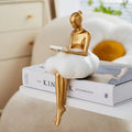 Scultura Donna che Legge in Oro Elara Haus su Nuvola - Decorazione da Mensola