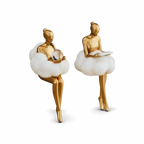 Scultura Donna che Legge in Oro Elara Haus su Nuvola - Decorazione da Mensola