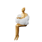 Scultura Donna che Legge in Oro Elara Haus su Nuvola - Decorazione da Mensola