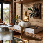 Scultura Donna che Legge in Oro Elara Haus su Nuvola - Decorazione da Mensola