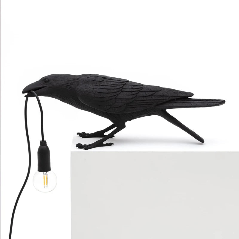 Elara Haus Lampada da Tavolo con Scultura di Corvo di Alta Qualità - Design Artistico Novità